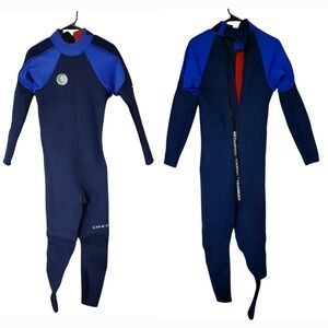 Vtg ONeill Neoprene Wetsuit S Men Blue Red Back Zip Full Body‎ Scuba Snorkel USA